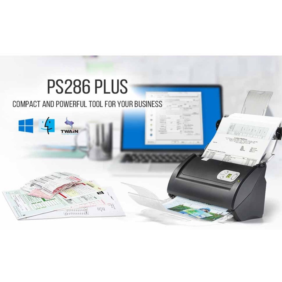 Plustek PS286PLUS SmartOffice Document Scanner, Color, 600 dpi, 50 Sheet ADF Capacity