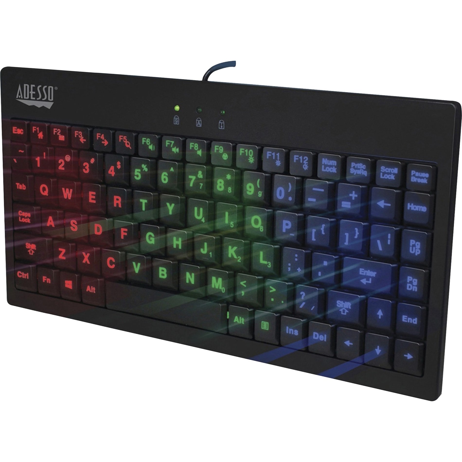 Adesso AKB-110EB 3-Couleur Illuminated Mini Clavier Rétroéclairé Touches Silencieuses Filaire USB