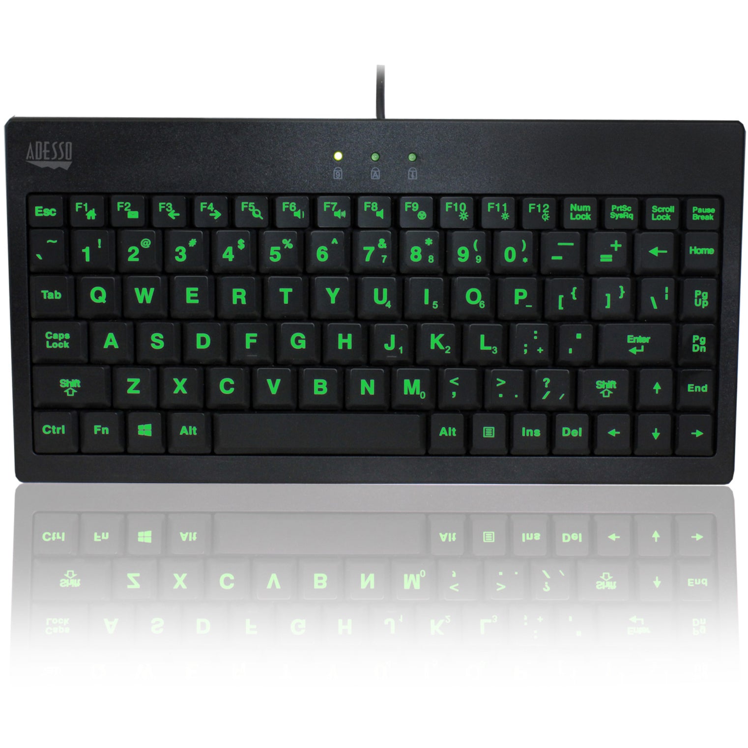 Adesso AKB-110EB Teclado Mini Iluminado de 3 Colores Retroiluminado Teclas Silenciosas USB Conectado