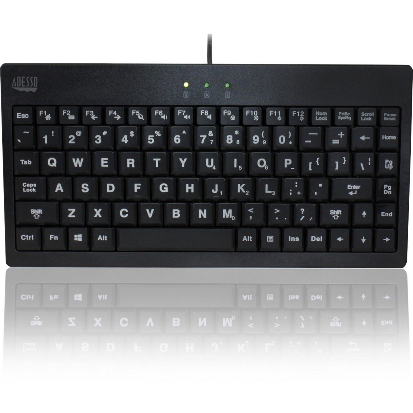 Adesso AKB-110EB Teclado Mini Iluminado de 3 Colores Retroiluminado Teclas Silenciosas USB Conectado