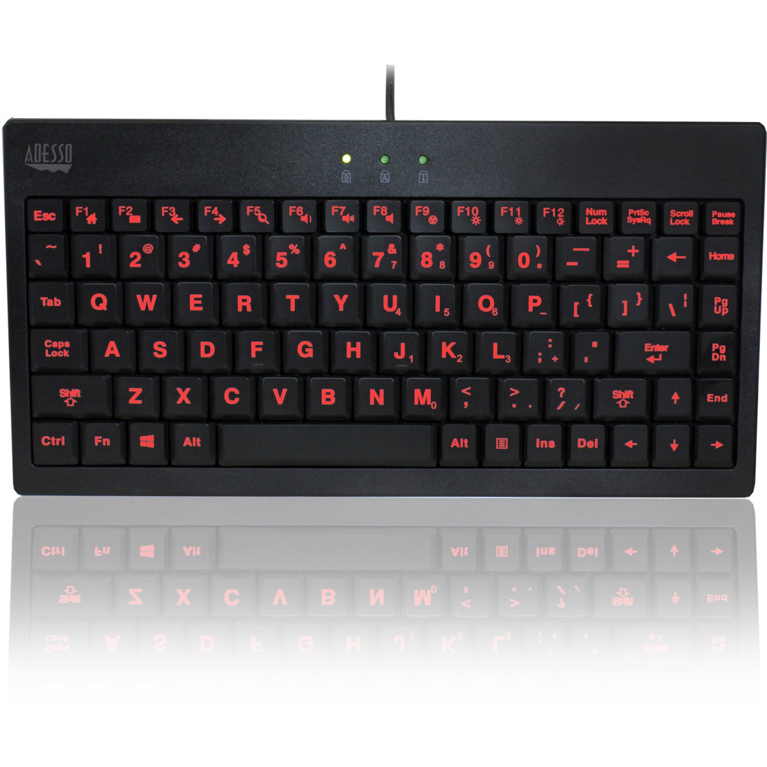 Adesso AKB-110EB Teclado Mini Iluminado de 3 Colores Retroiluminado Teclas Silenciosas USB Conectado