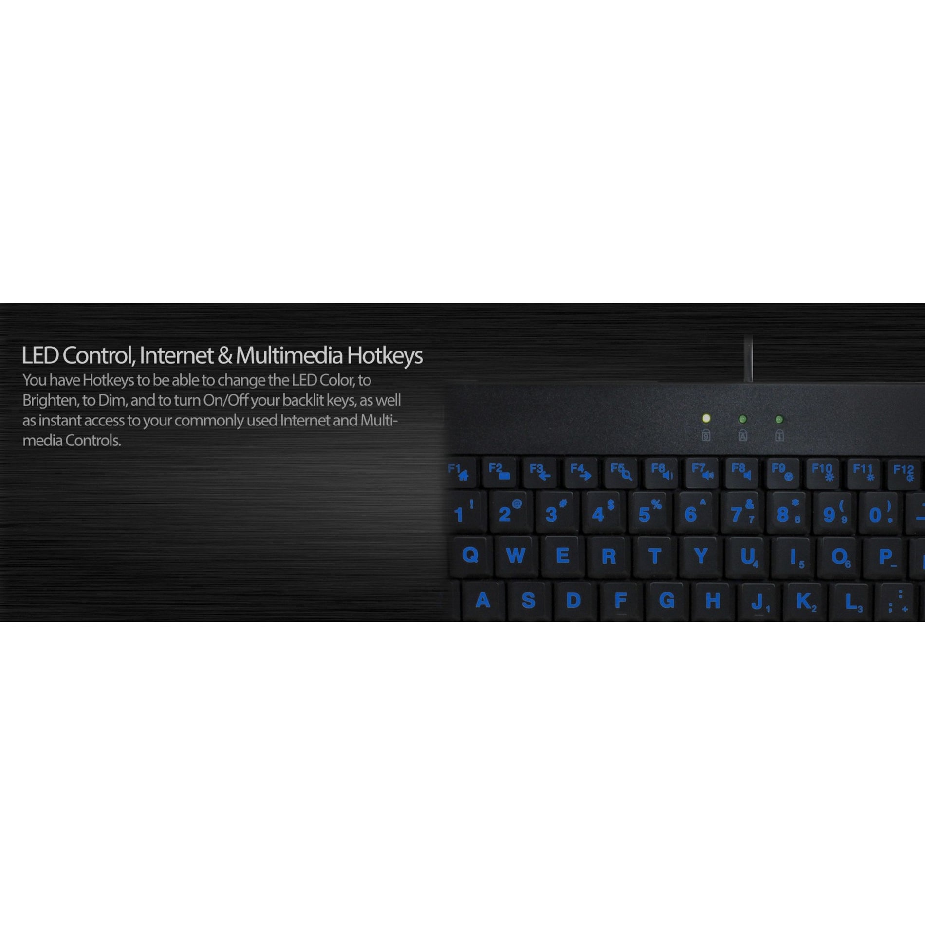 Adesso AKB-110EB Teclado Mini Iluminado de 3 Colores Retroiluminado Teclas Silenciosas USB Conectado