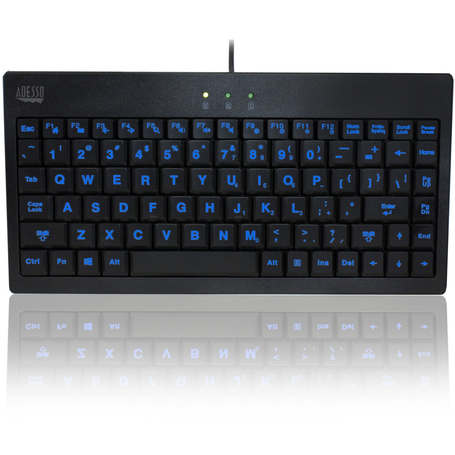 Adesso AKB-110EB Teclado Mini Iluminado de 3 Colores Retroiluminado Teclas Silenciosas USB Conectado