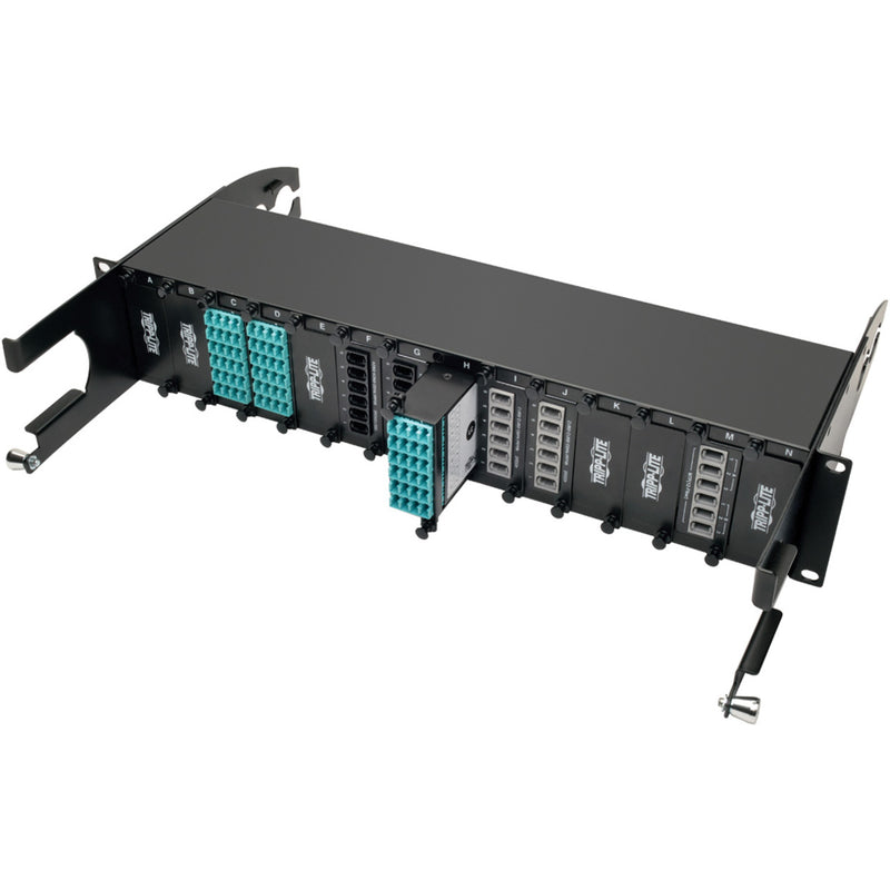 Angled view of fiber cassette showing modular design and integration features