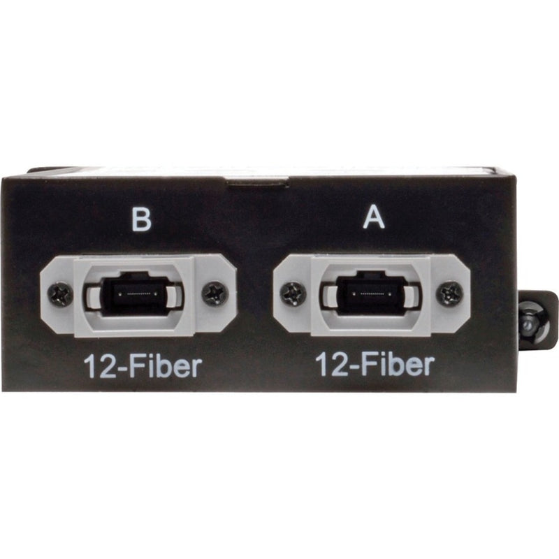 Close-up of dual MTP/MPO ports on N482-2M12-LC12 cassette