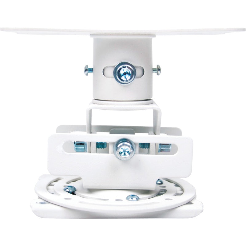 Close-up view of Optoma OCM818W-RU white projector ceiling mount showing detailed mounting mechanism and adjustment points