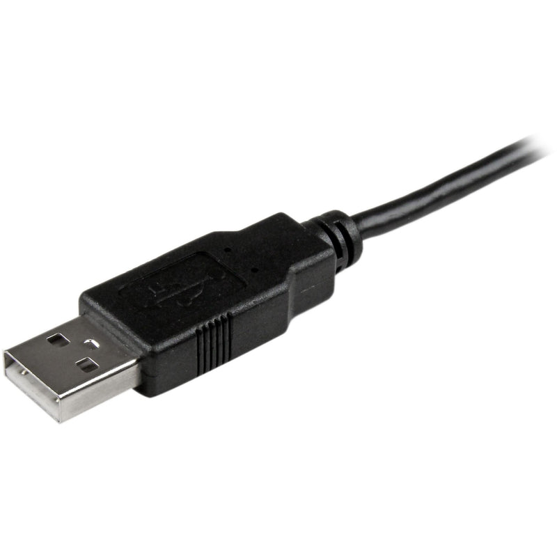 Detailed view of USB Type-A connector end of StarTech.com black charging cable