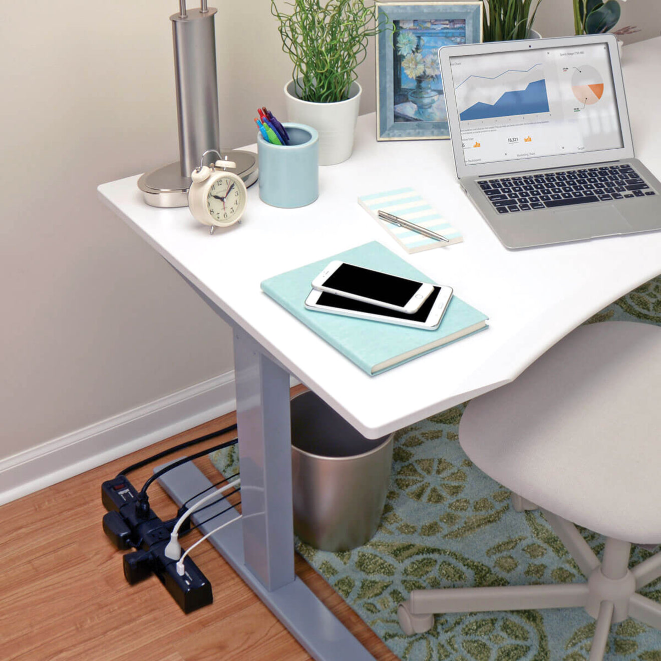 Tripp Lite surge protector in a modern workspace setting with connected devices-alternate-image3