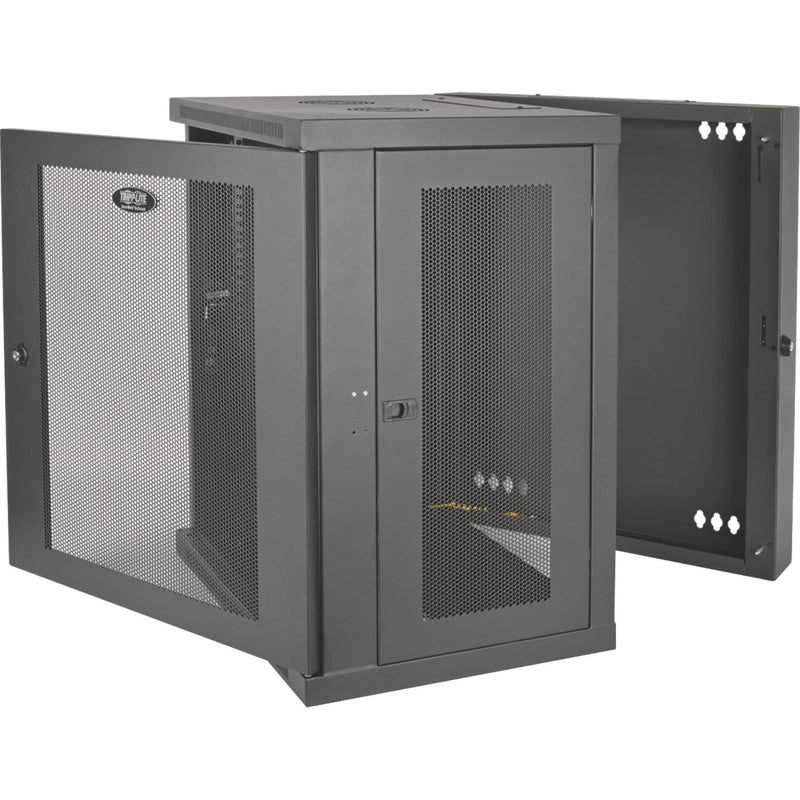 Side view of SRW15US showing swing-out wall-mount functionality with open cabinet