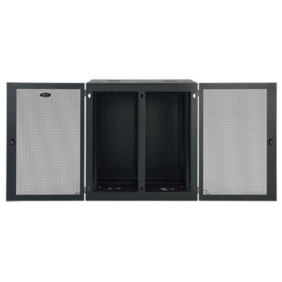 Tripp Lite SRW18UHD SmartRack Heavy-Duty Side-Mount Wall-Mount Rack Enclosure Cabinet Adjustable Mounting Rails Removable Side Panel Vented Top  트립 라이트 SRW18UHD 스마트 랙 헤비더티 사이드마운트 월마운트 랙 보관함 조절 가능한 마운팅 레일 탈부착식 사이드 패널 환기된 상단