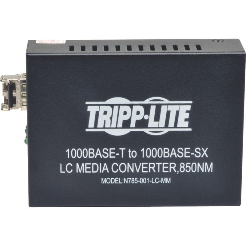 Front view of media converter showing Tripp Lite branding and model information