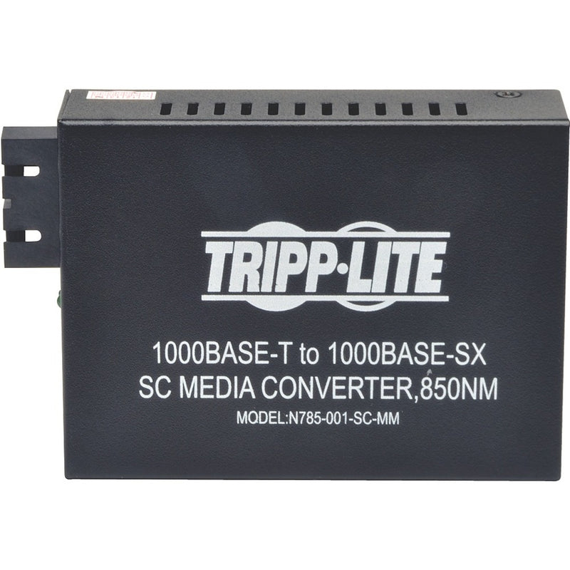 Front view of Tripp Lite media converter showing branding and model information