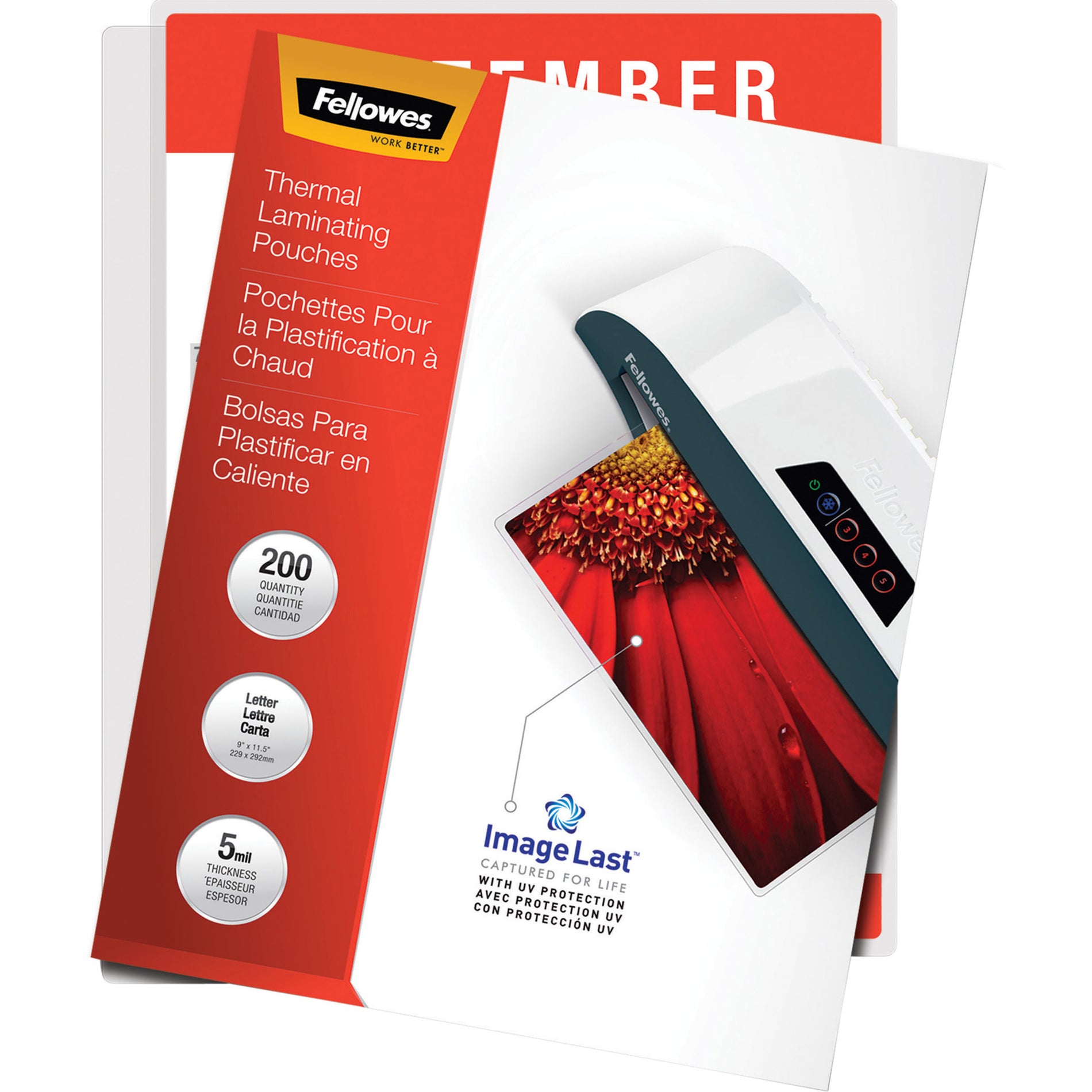 Angled view of Fellowes ImageLast laminating pouches product box-alternate-image7