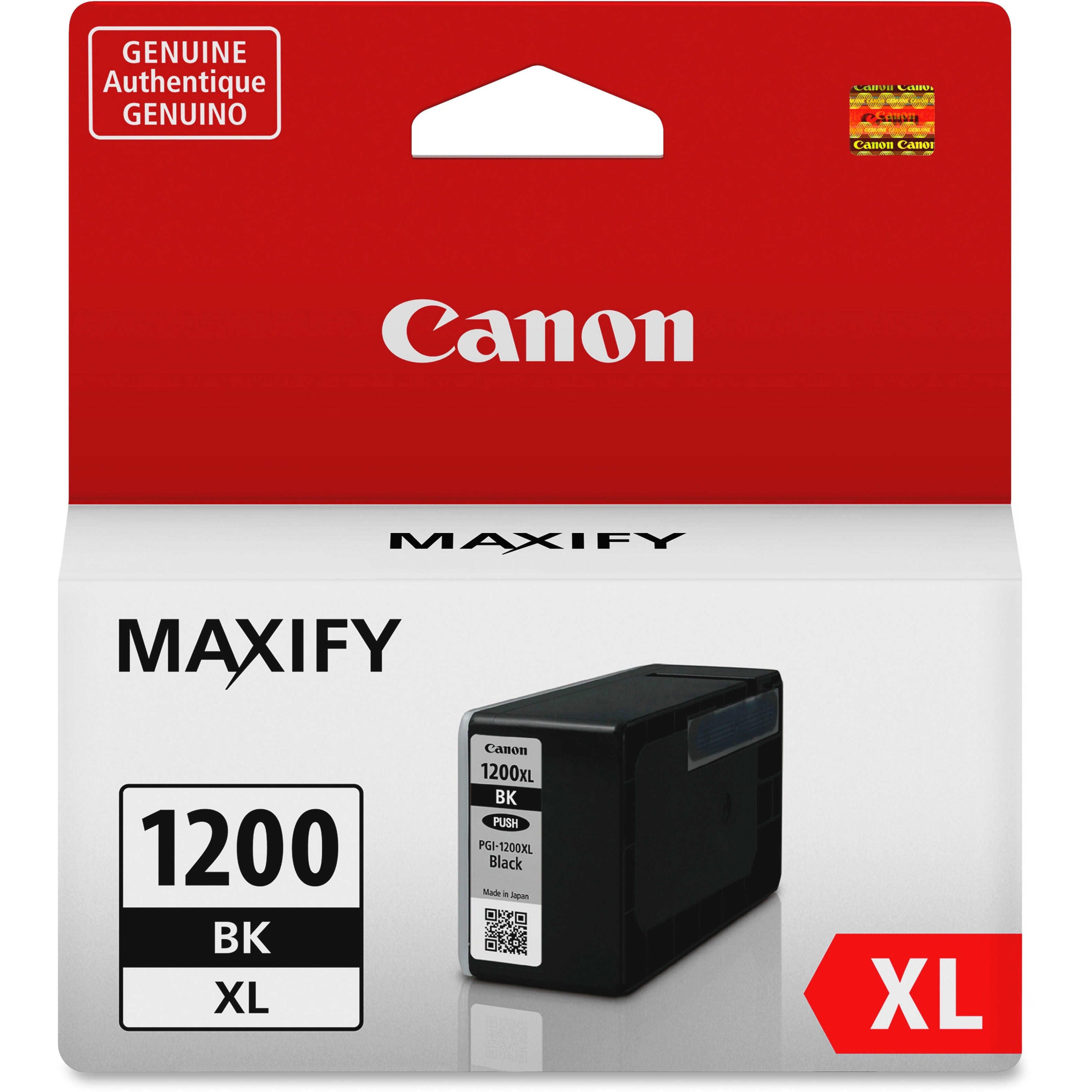 Canon PGI-1200 XL 9183B001 Black Pigment Ink Cartridge, Smudge Resistant, Highlighter Resistant, 34.7 mL, High Yield, 1200 Pages