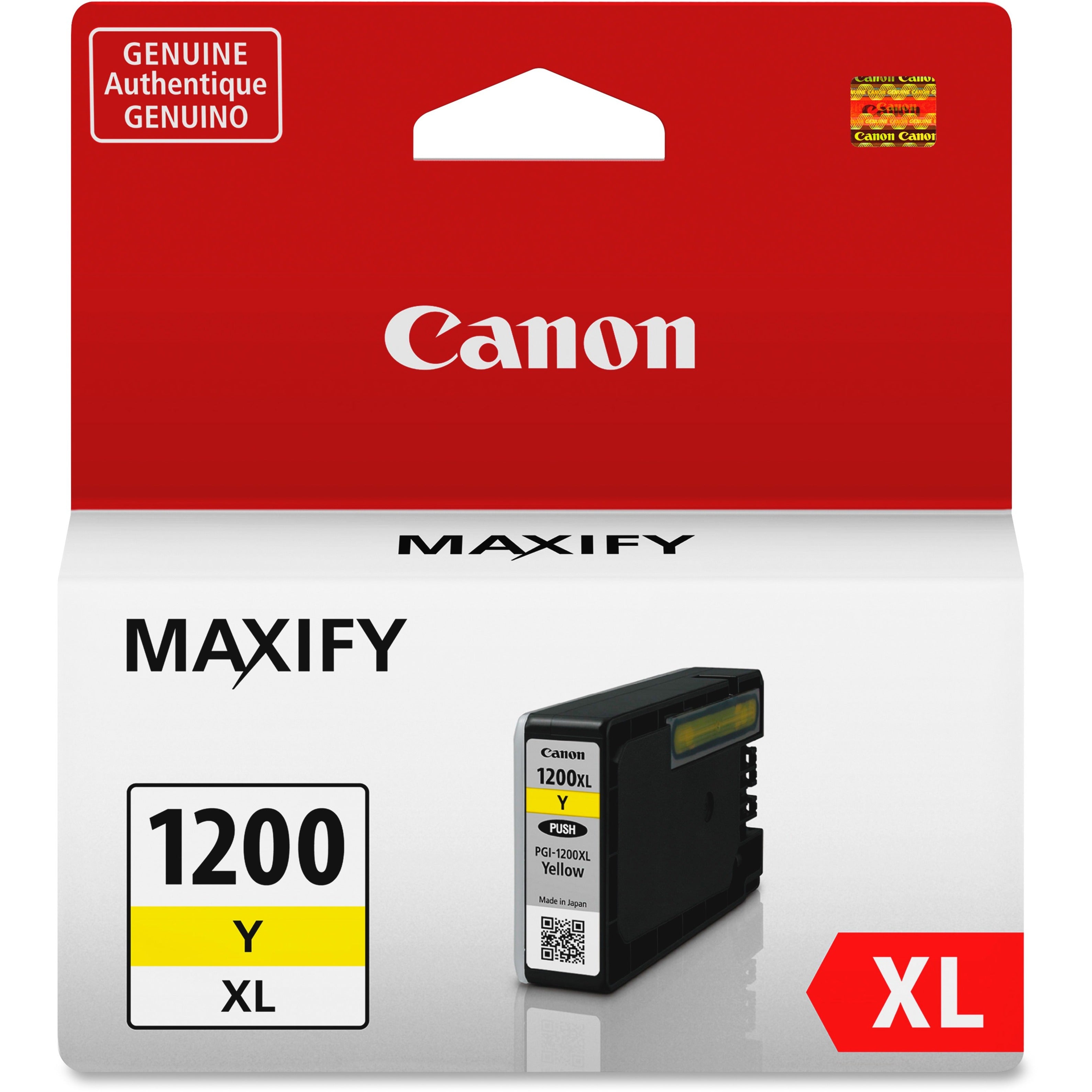 Canon PGI-1200 XL 9198B001 Yellow Pigment Ink Cartridge, Smudge Resistant, Highlighter Resistant, 34.7 mL, 900 Pages