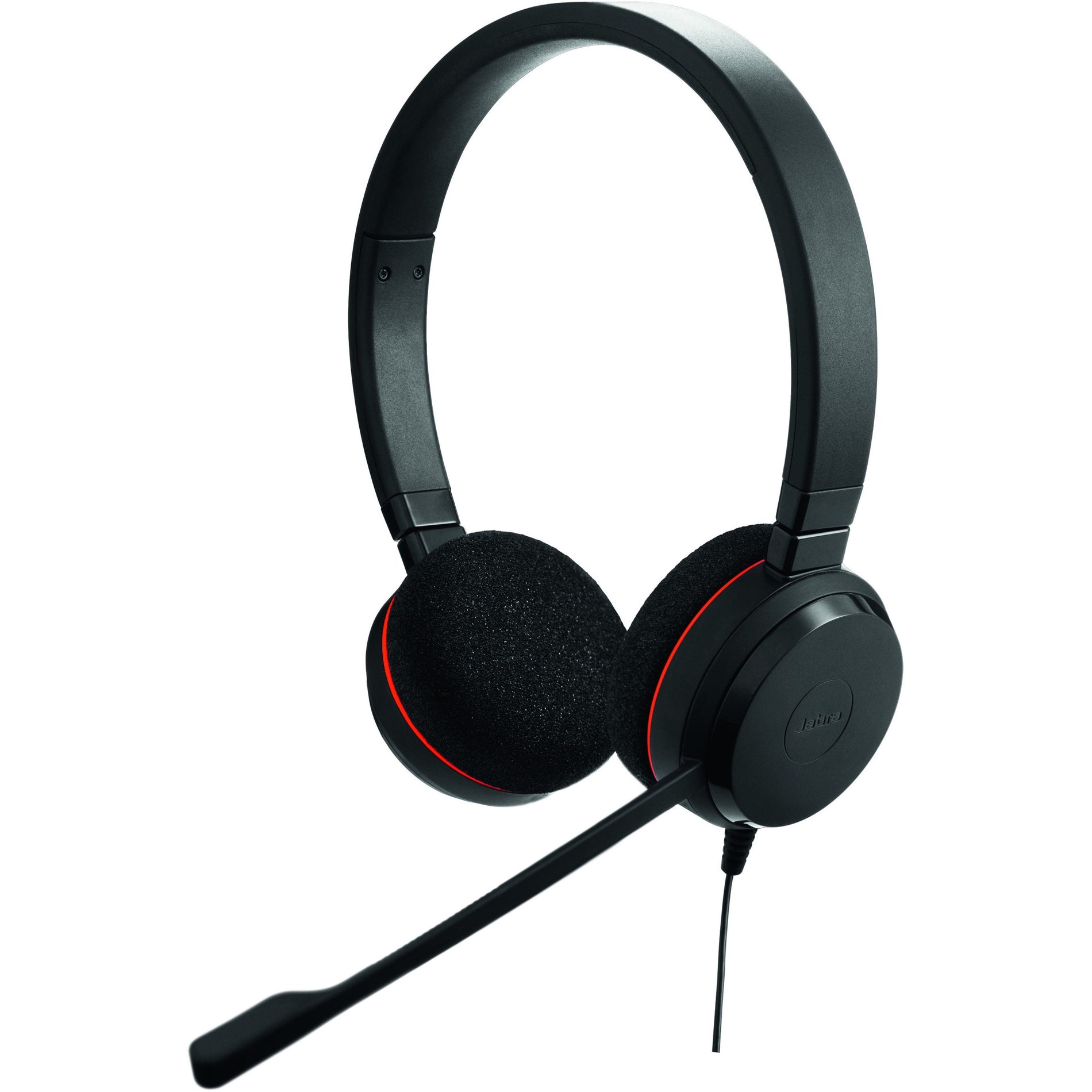 Angled view of Jabra Evolve 20 headset showing dual speakers and microphone placement-alternate-image4