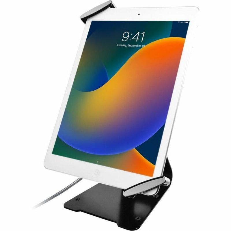 Professional tablet display setup showing modern interface and secure mounting