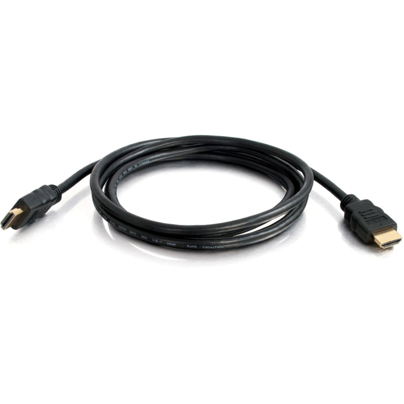 Full length view of 5-foot black HDMI cable with connectors