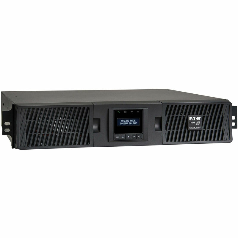 Angled view of Tripp Lite SmartOnline UPS in rack-mount configuration