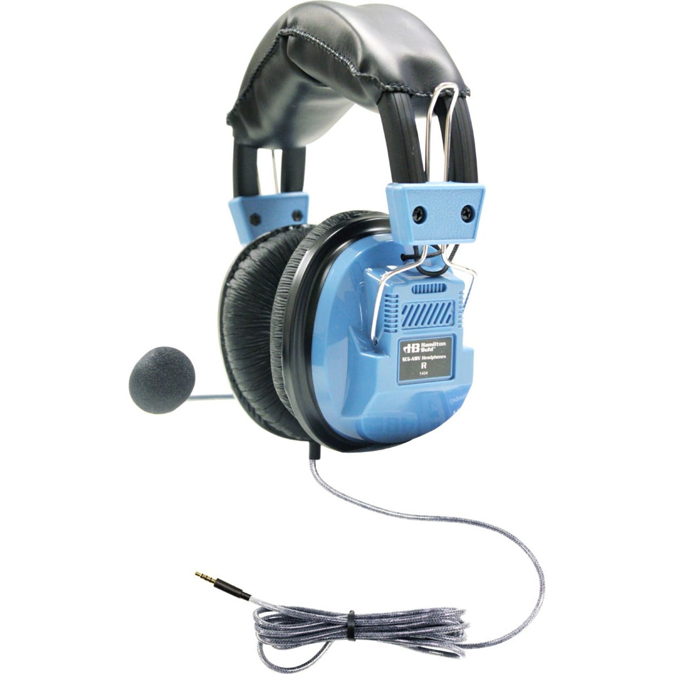 Casque Deluxe Hamilton Buhl SCG-AMV avec microphone à col de cygne bleu clair bandeau rembourré lavable mécanisme pivotant