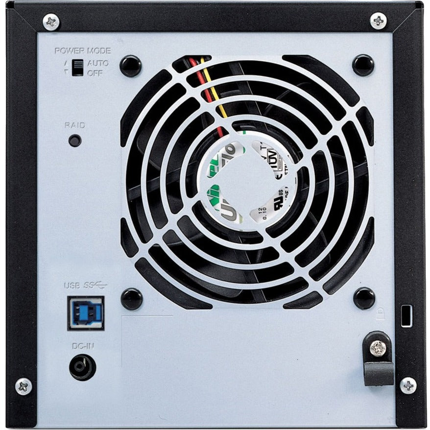 Rear panel view of Buffalo DriveStation Quad showing cooling fan and USB 3.0 port-alternate-image4