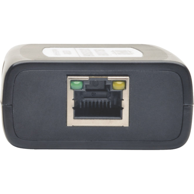 Detailed view of RJ45 port with LED indicators on the USB extender unit