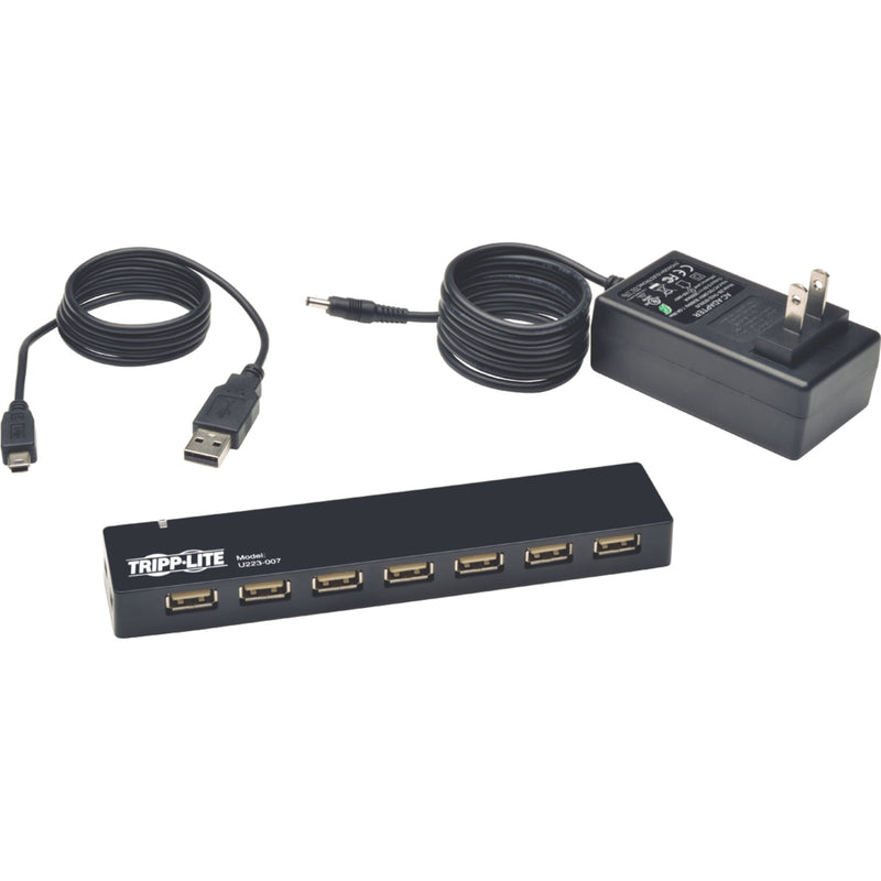 Complete package contents including USB hub, cable, and power adapter