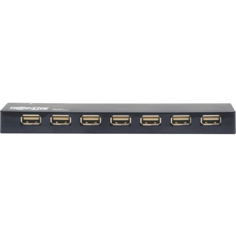 Horizontal view of Tripp Lite USB hub showing port arrangement and compact design