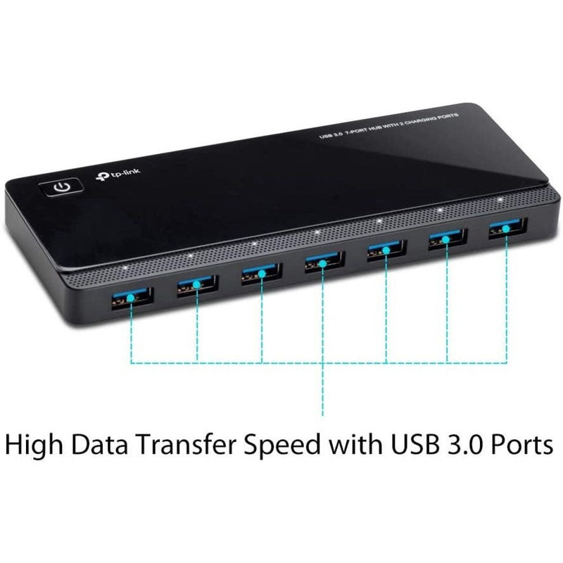 TP-Link UH720 USB ports with blue USB 3.0 indicators