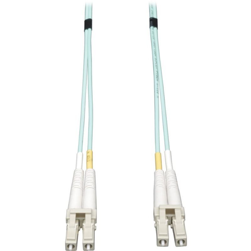 Tripp Lite N820-04M OM3 multimode fiber optic cable with LC connectors and aqua jacket