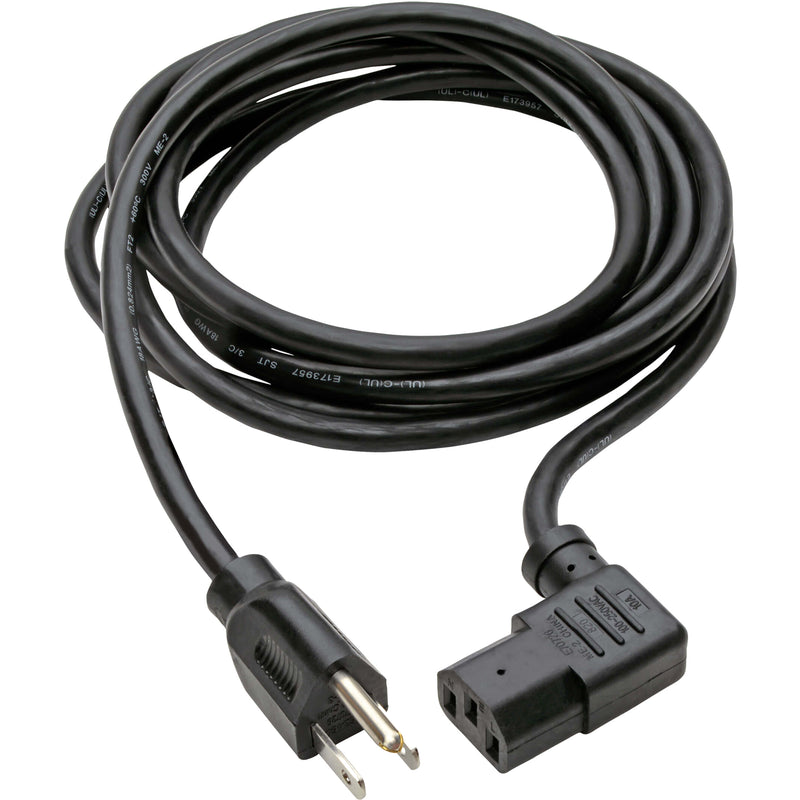 Full-length view of 10-foot black power cord with NEMA and IEC connectors