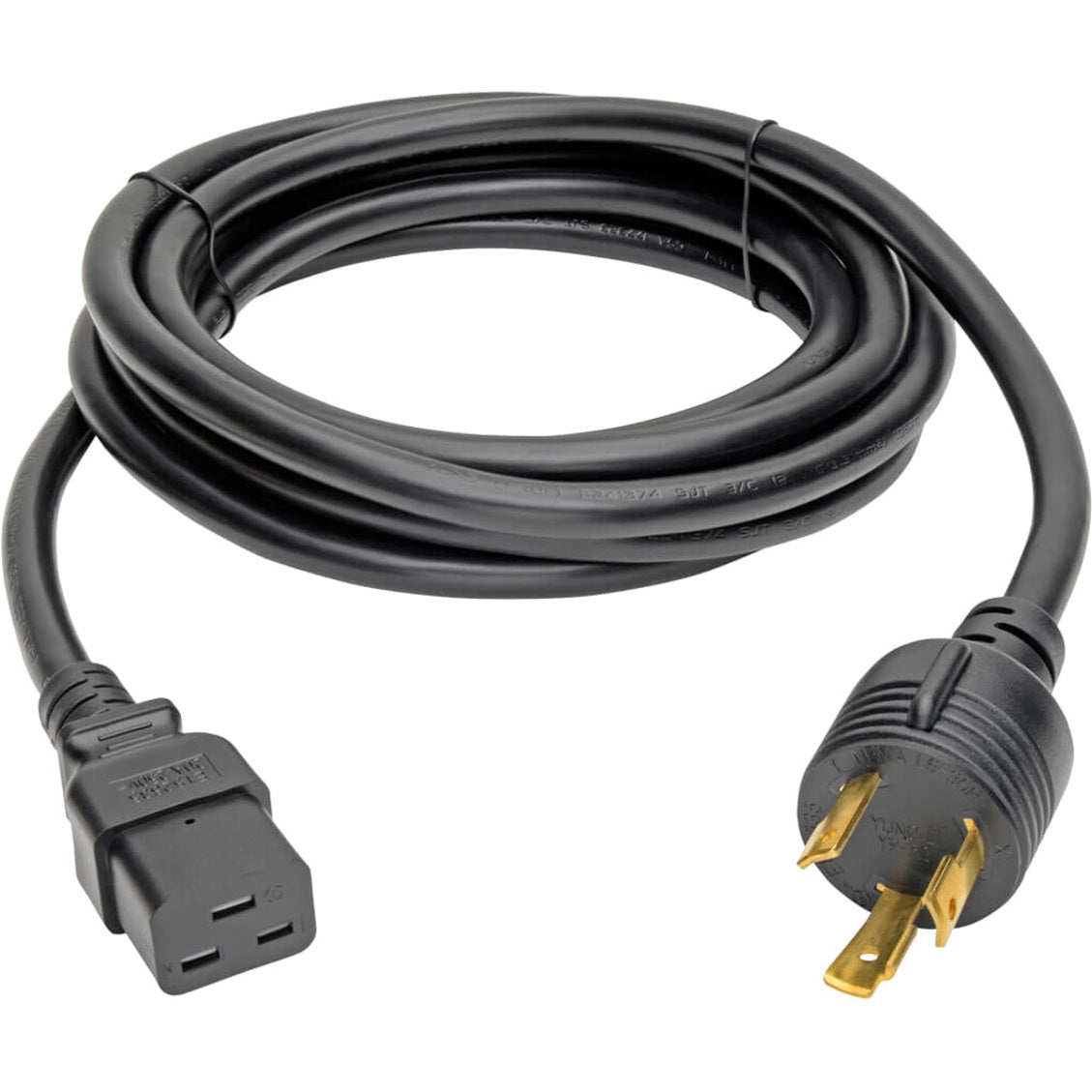 Full length view of Tripp Lite P040-012-P30 power cord showing 12-foot cable with connectors at both ends-alternate-image2