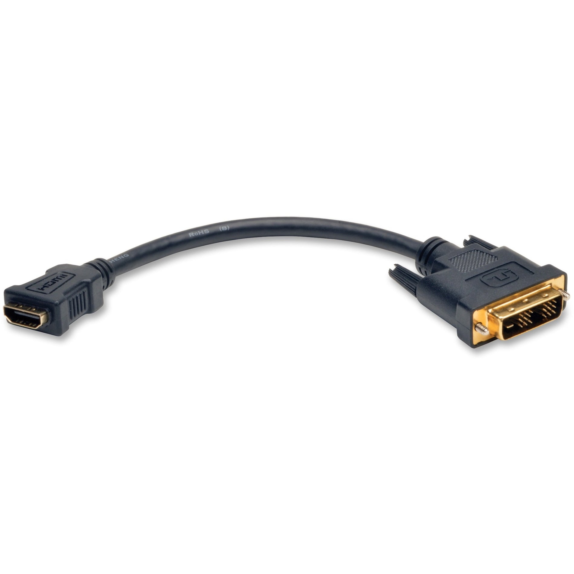 Tripp Lite HDMI to DVI adapter cable showing curved black cable with gold-plated connectors-alternate-image1