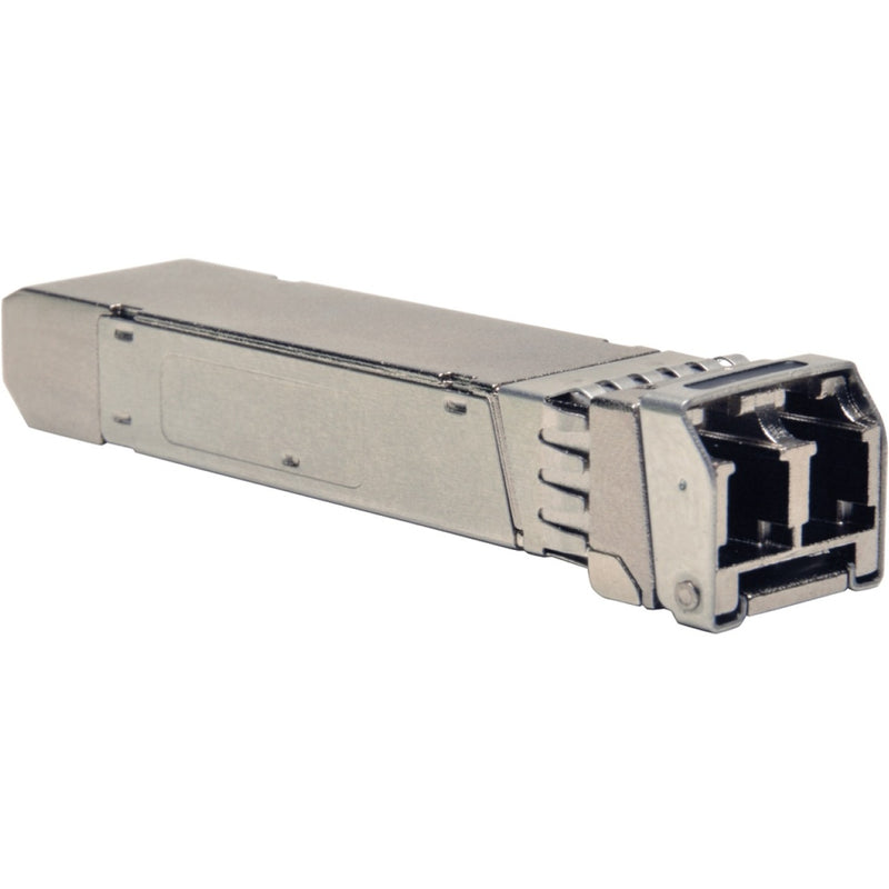 Side view of Tripp Lite N286-10GSR-MDLC SFP+ transceiver showing metal housing and connector interface