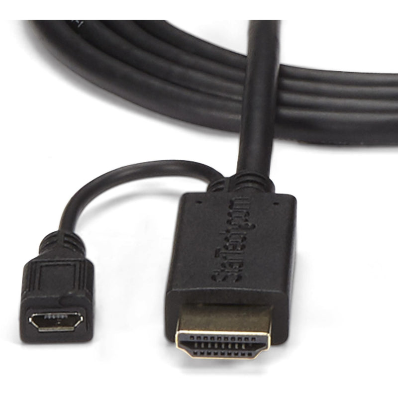 Close-up of HDMI connector and Micro USB power port