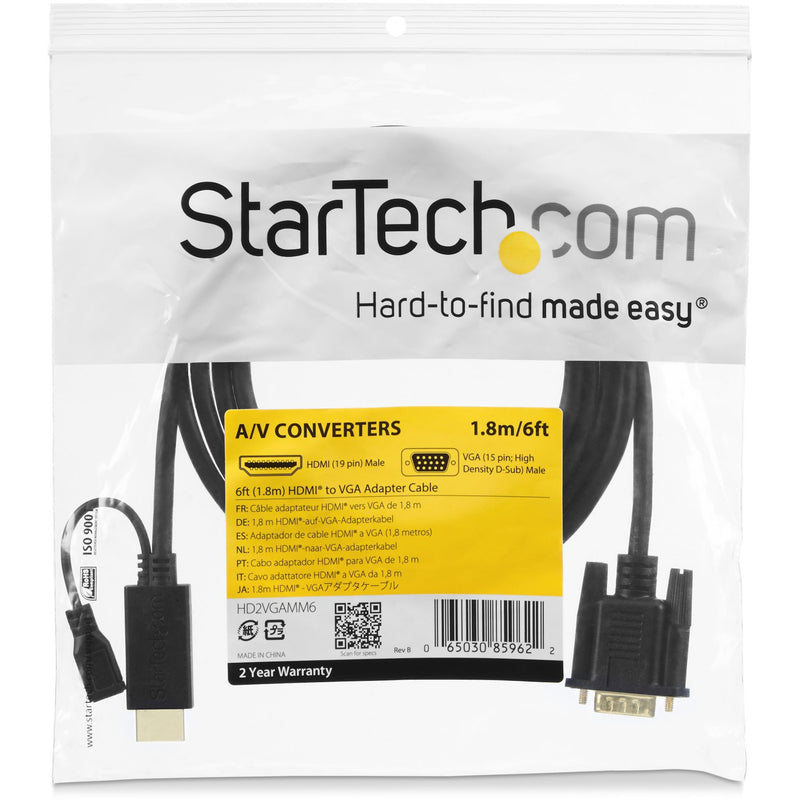 StarTech.com retail packaging showing product specifications and multiple language support