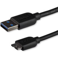 StarTech.com SuperSpeed USB 3.0 Data Transfer Cable, 3m/10ft Slim A to Micro B, M/M, 5Gbps Fast Transfer, Flexible Design for Tablets/Hard Drives, Black - USB3AUB3MS (Lifetime Warranty)