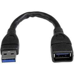 StarTech.com Cavo di prolunga USB3EXT6INBK 6 pollici Nero USB 3.0 Adattatore a A - A maschio/femmina Stampato Resistente ai danni Rilievo di Tensione 5 Gbit/s