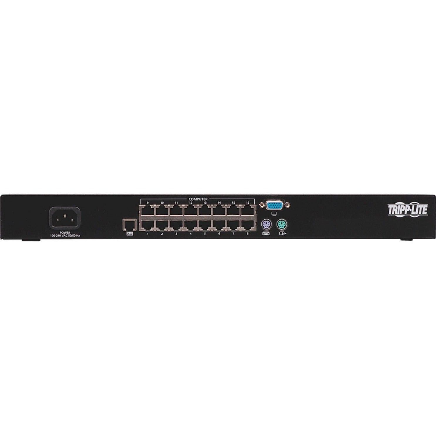 Tripp Lite B072-016-1A NetCommander 16-Port Rackmount Cat5 KVM Switch, PS2 to USB Adapter, TAA Compliant