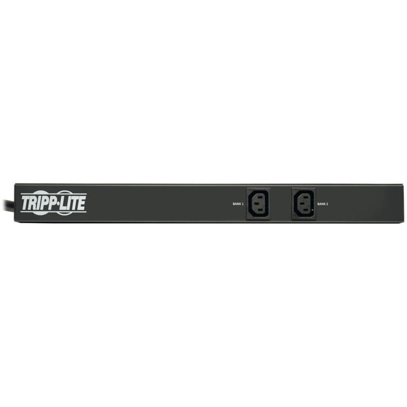 Side view of Tripp Lite PDU showing bank labels and sleek design