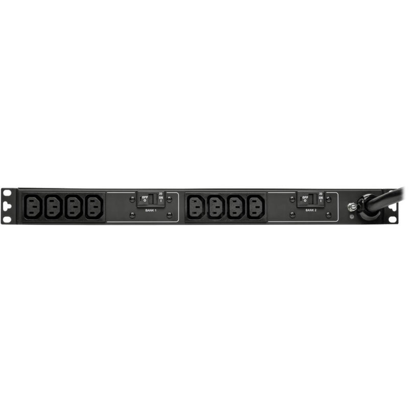 Detailed view of PDU power banks and control switches