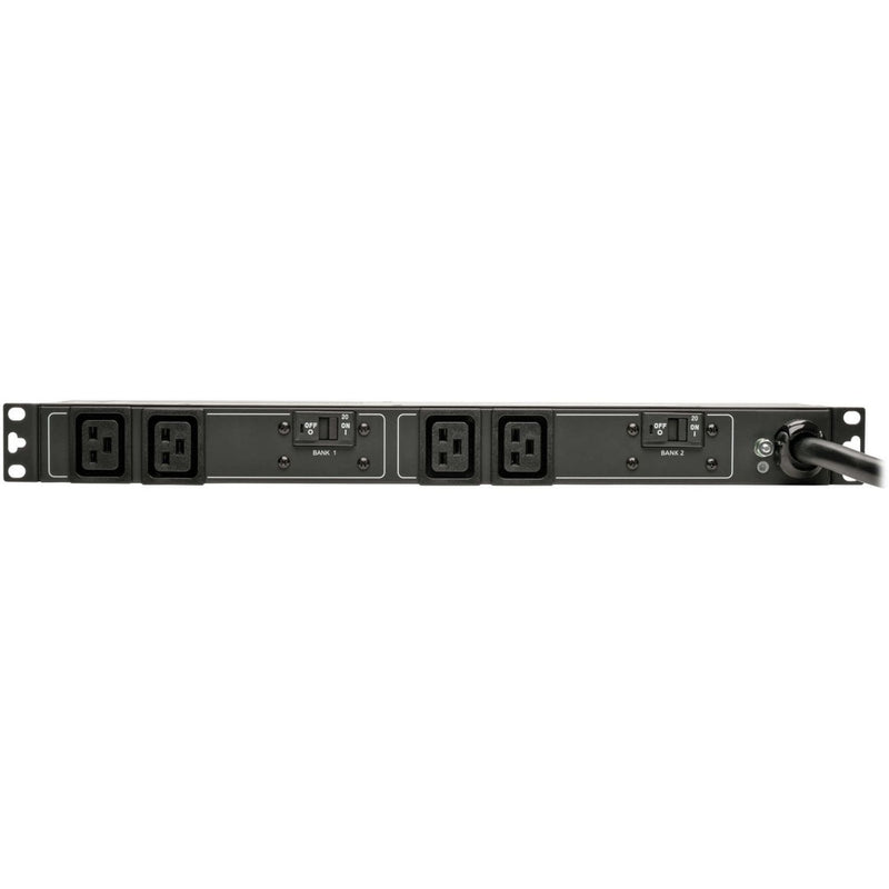 Top view of PDU showing dual-bank outlet configuration and control switches