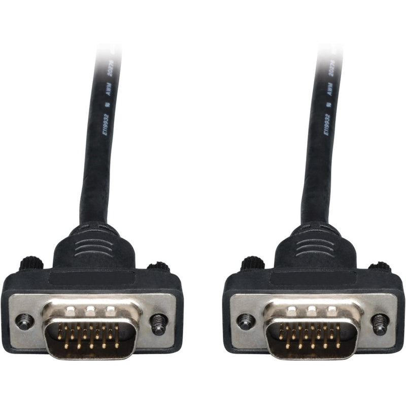 Close-up view of two HD-15 male VGA connectors with gold-plated pins and black molded housing