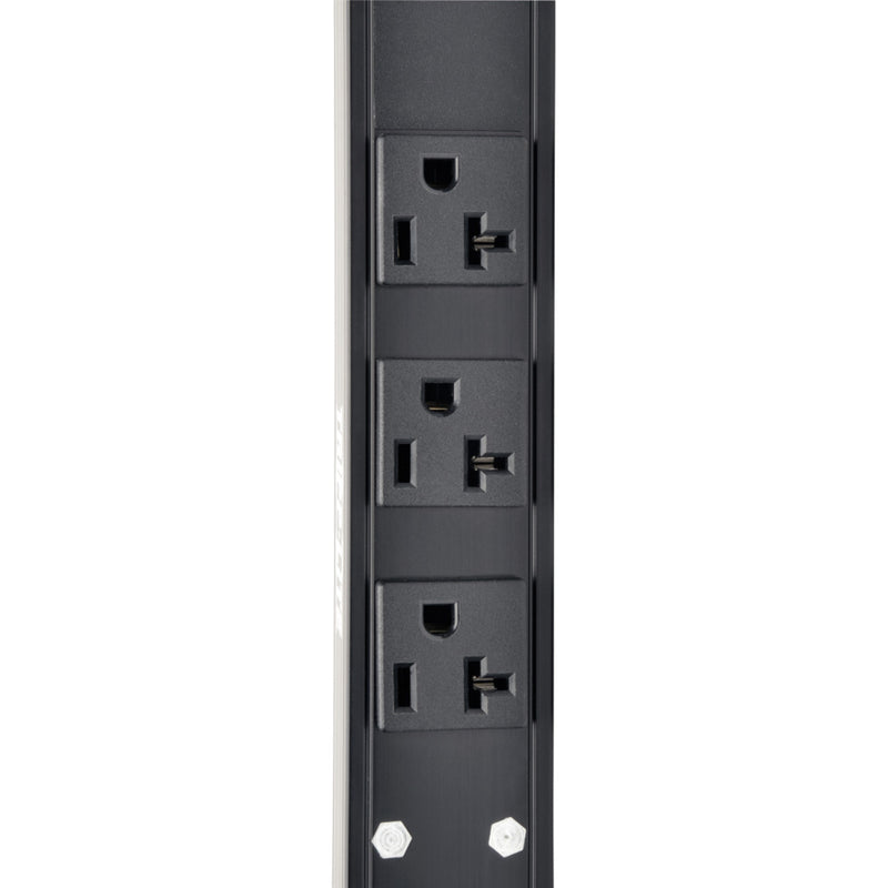 Detail view of NEMA 5-15/20R outlets on Tripp Lite PDU