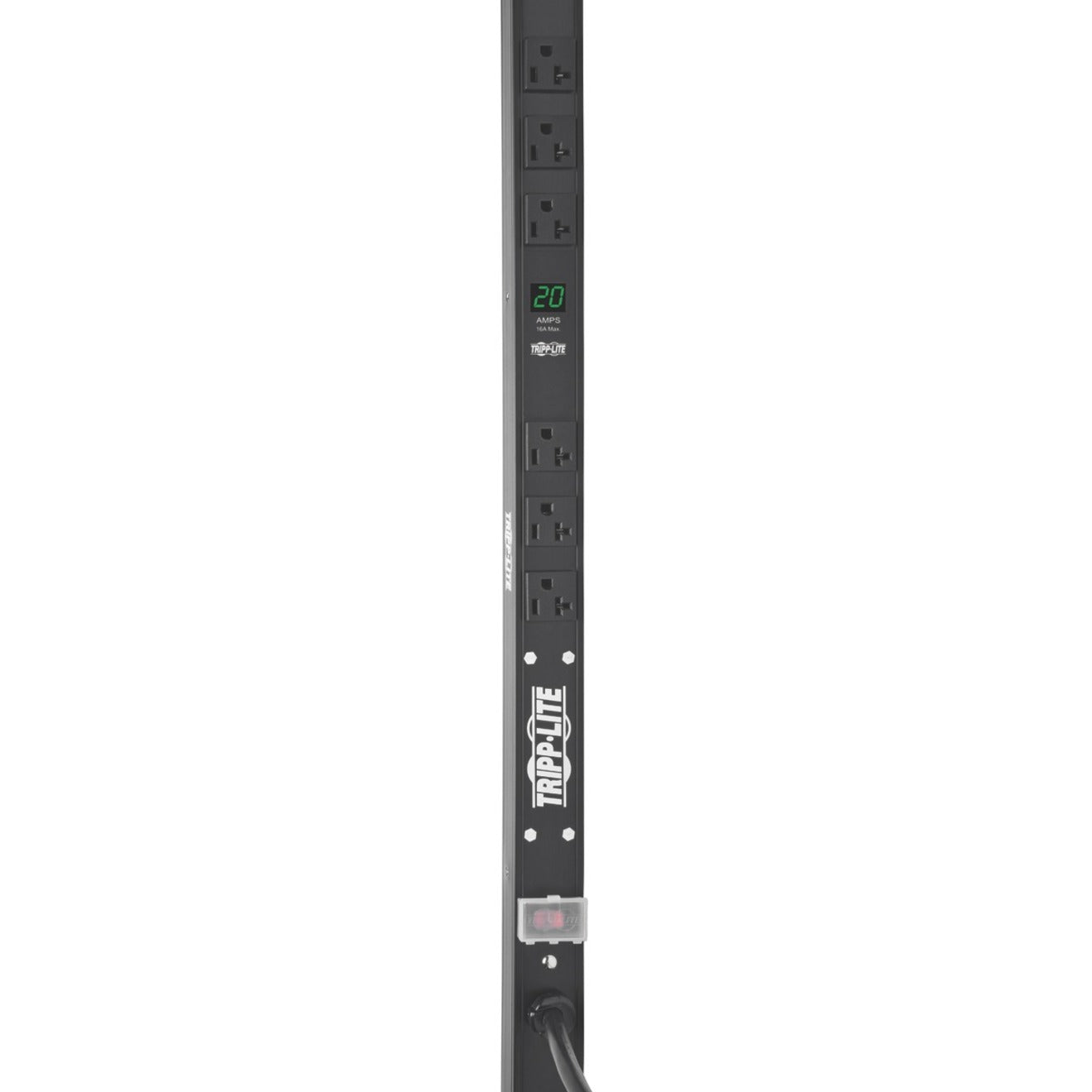 Full length view of Tripp Lite vertical PDU showing outlet arrangement-alternate-image2