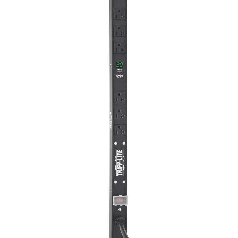 Full length view of Tripp Lite vertical PDU showing outlet arrangement