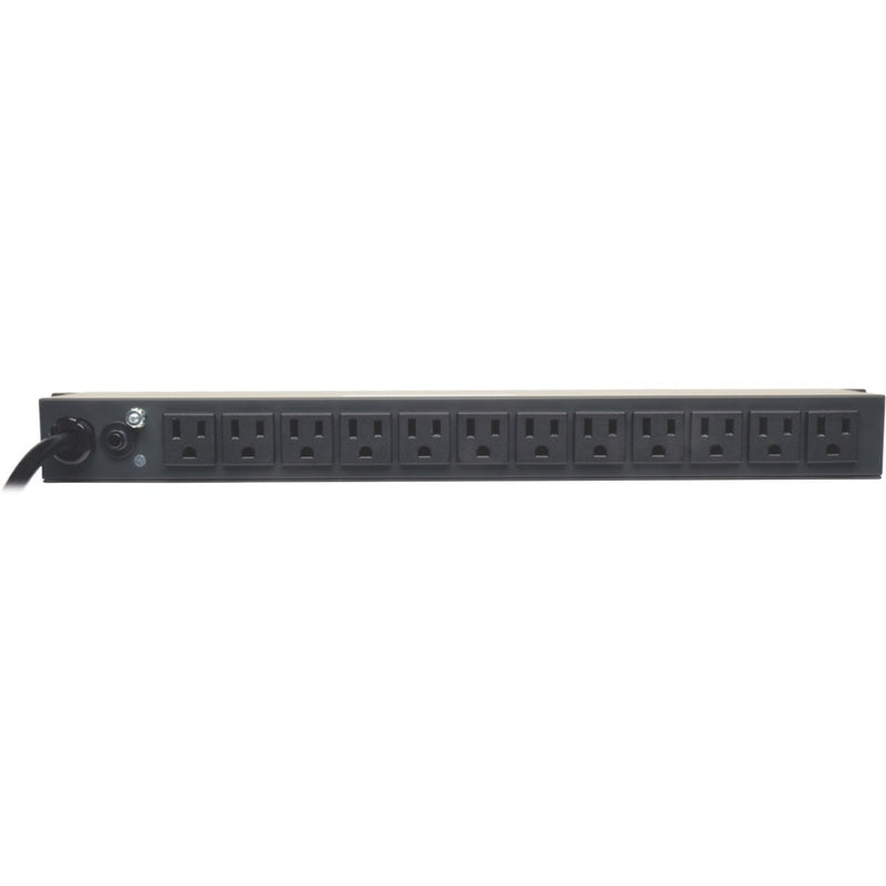 Rear view of PDU showing 13 NEMA 5-15R outlets in linear arrangement