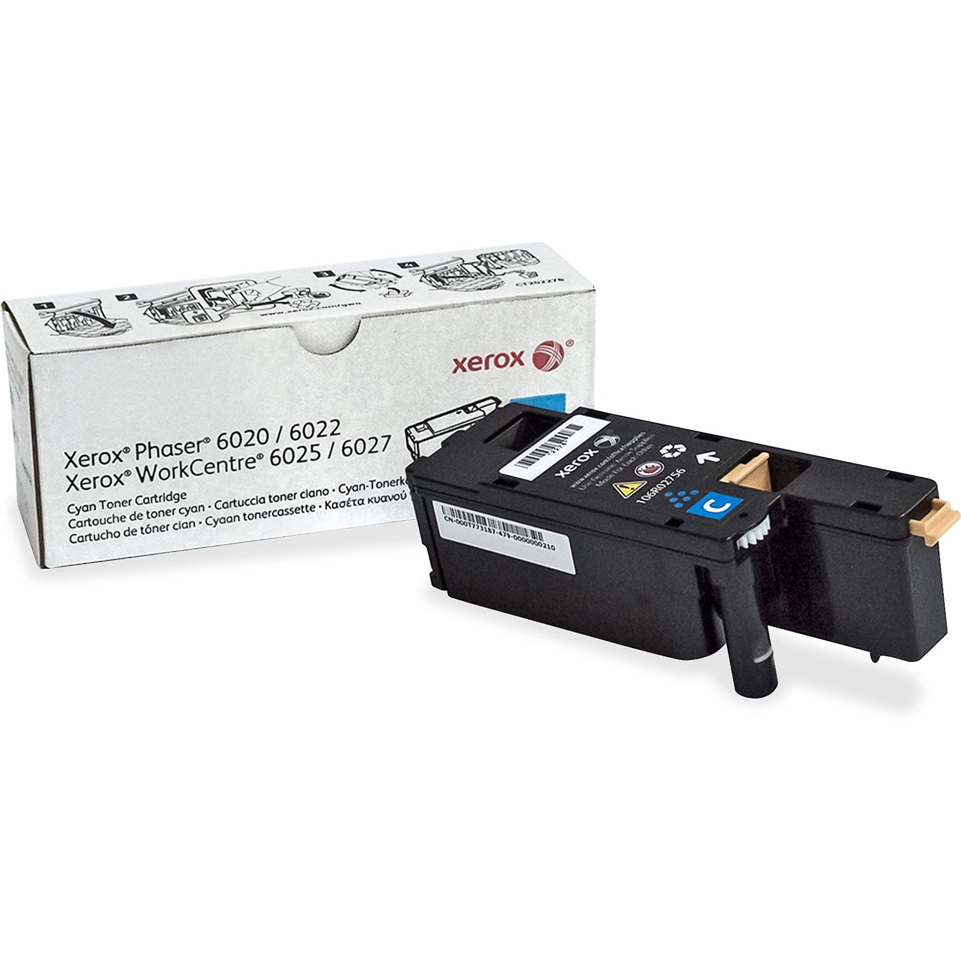 Xerox 106R02756 Phaser 6022/WorkCentre 6027 Toner Cartridge, Cyan, 1000 Page Yield