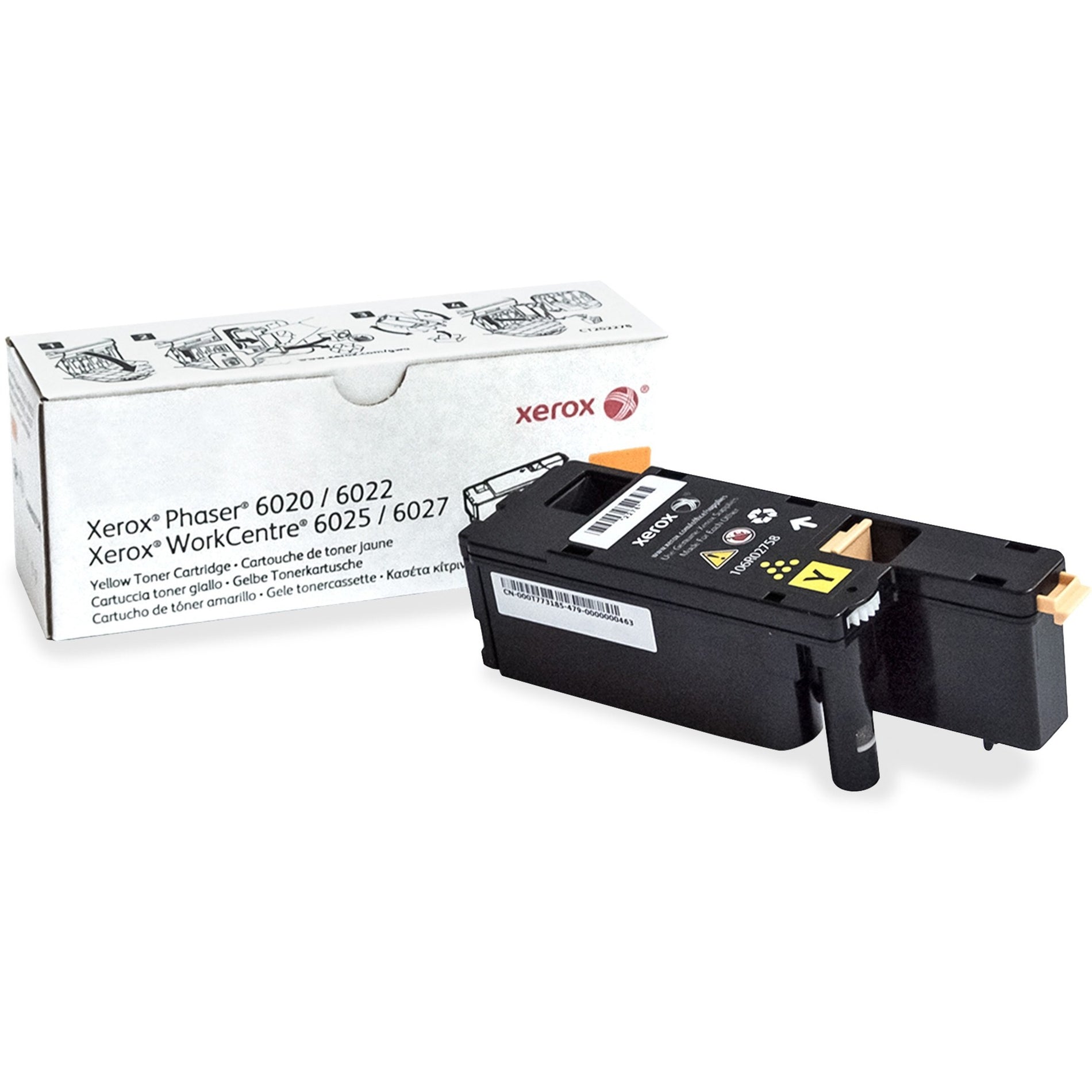 Xerox 106R02758 Phaser 6022/WorkCentre 6027 Toner Cartridge, 1000 Page Yield, Yellow