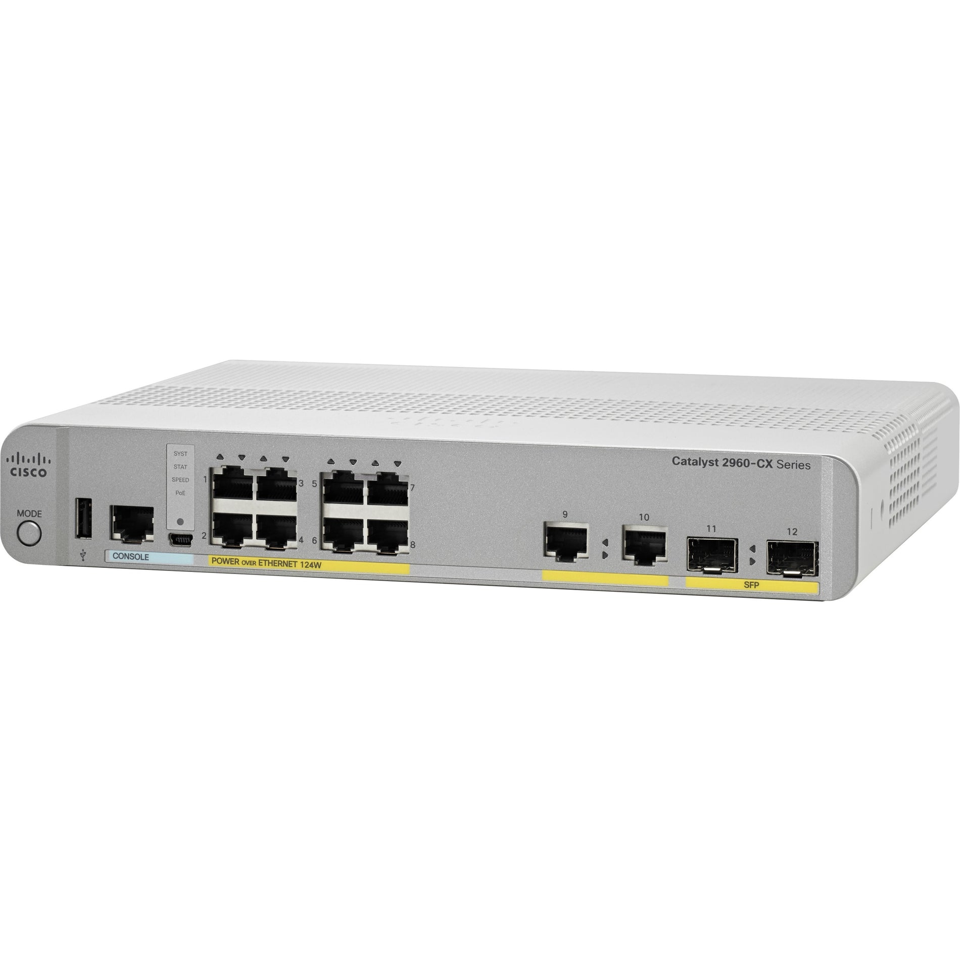 Cisco WS-C2960CX-8PC-L 2960CX-8PC-L Ethernet Switch 10 Gigabit Ethernet Ports 2 SFP Slots 124W PoE Budget